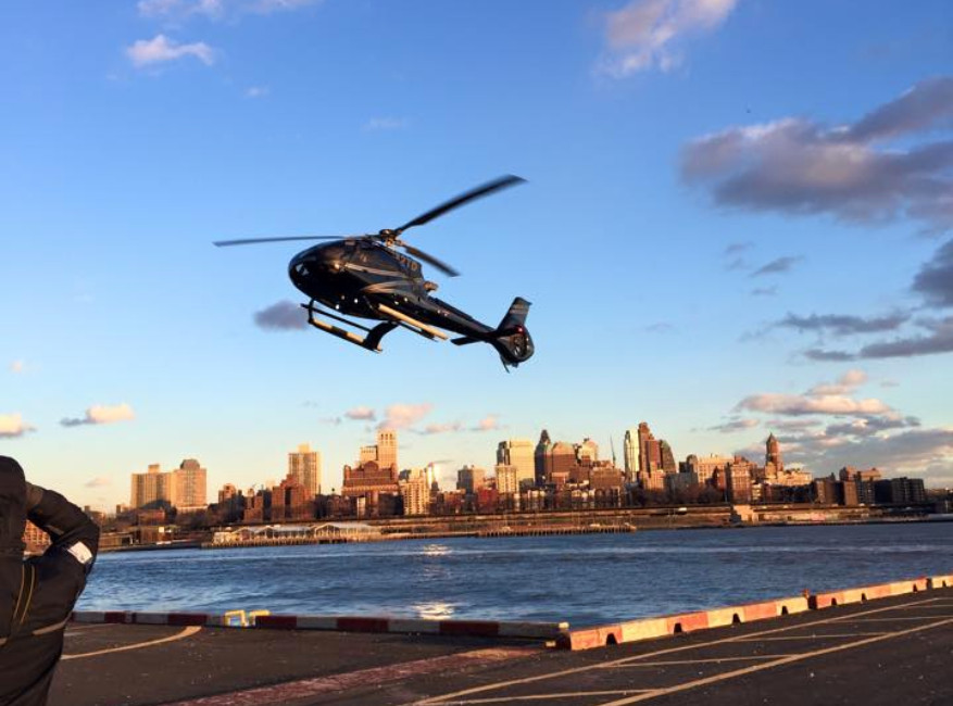 Helicopter flight over New York